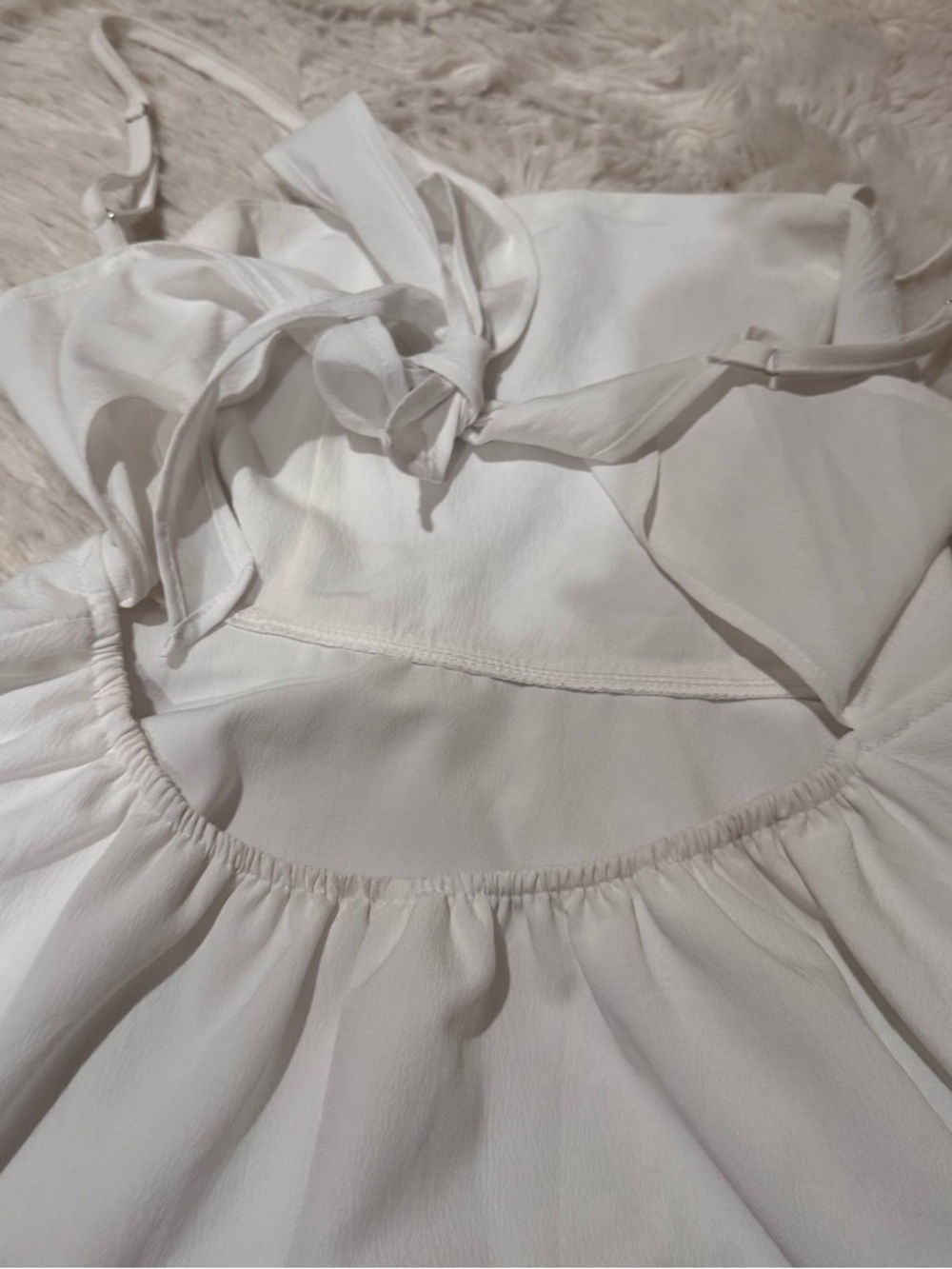 White Ruffle Spaghetti-Strap Mini Dress - Picture 9 of 9